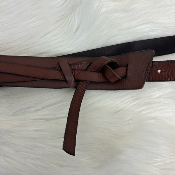 Genuine Leather Braided Wrap Detail Brown Belt Size XL - Picture 4 of 10